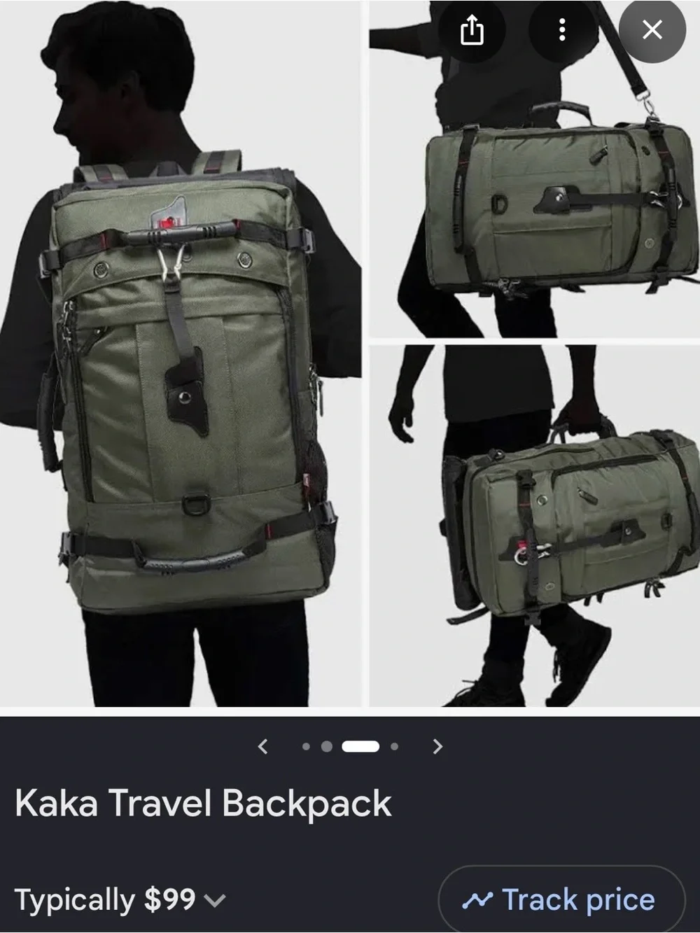 Kaka travel duffle to backpack
